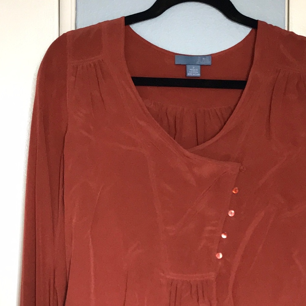 Anthropologie Burnt Orange Silk Blouse 2